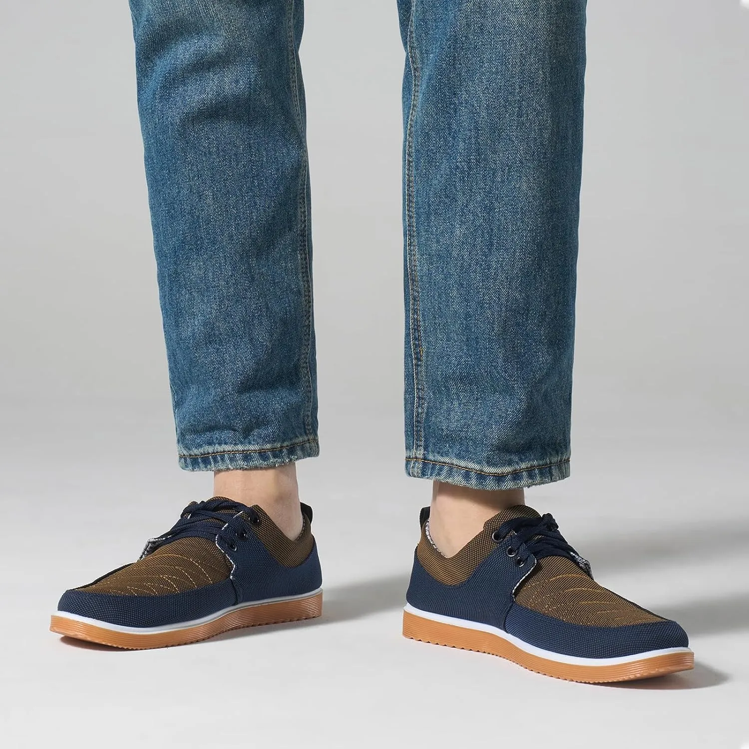Mens Casual Fashion Sneakers Breathable Canvas Lace-Up Boat Shoes Non-Slip Daily Comfortable Shoes for Men