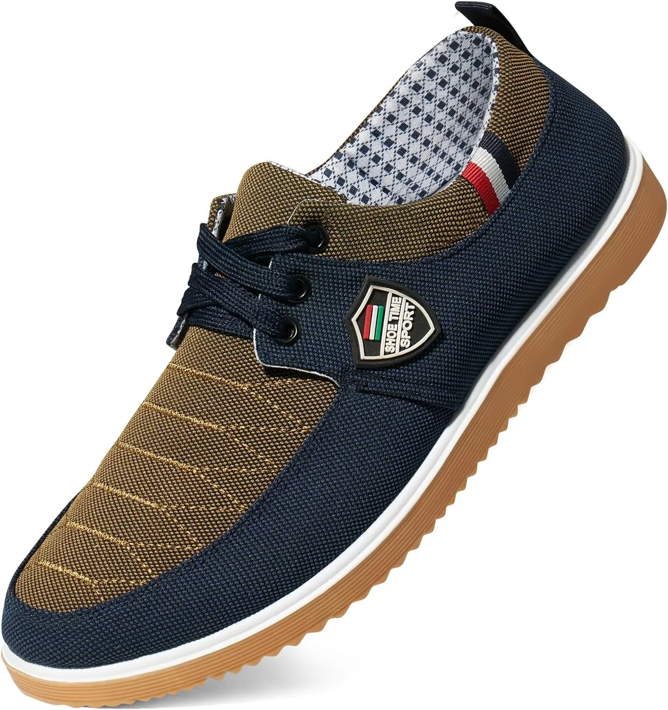 Mens Casual Fashion Sneakers Breathable Canvas Lace-Up Boat Shoes Non-Slip Daily Comfortable Shoes for Men