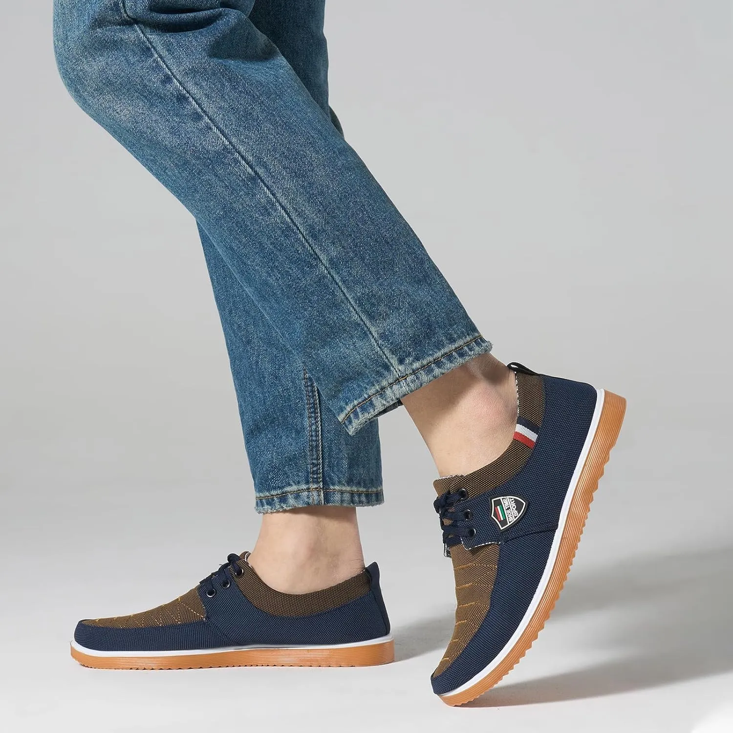 Mens Casual Fashion Sneakers Breathable Canvas Lace-Up Boat Shoes Non-Slip Daily Comfortable Shoes for Men