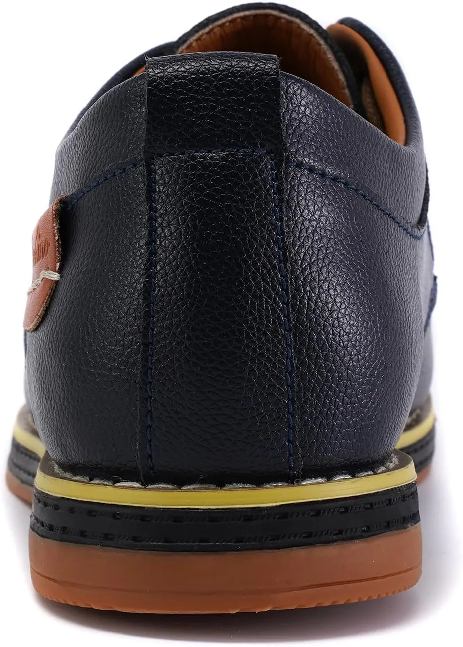 Mens Casual Shoes Lace-up Classic Oxford Leather Shoes Business Formal Comfortable Fashion Dress Sneakers Soft Loafers Shoe for Office Walking