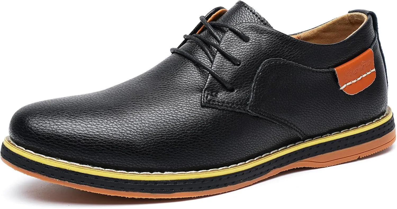Mens Casual Shoes Lace-up Classic Oxford Leather Shoes Business Formal Comfortable Fashion Dress Sneakers Soft Loafers Shoe for Office Walking