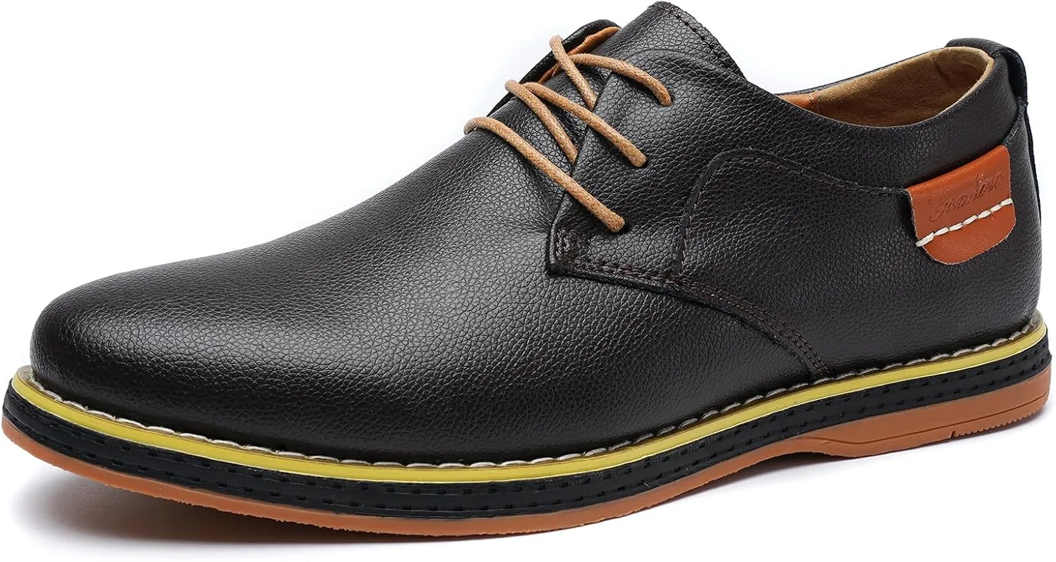 Mens Casual Shoes Lace-up Classic Oxford Leather Shoes Business Formal Comfortable Fashion Dress Sneakers Soft Loafers Shoe for Office Walking