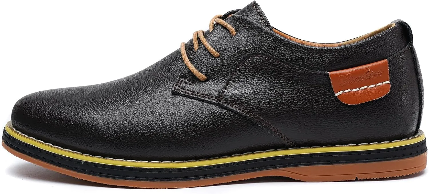 Mens Casual Shoes Lace-up Classic Oxford Leather Shoes Business Formal Comfortable Fashion Dress Sneakers Soft Loafers Shoe for Office Walking
