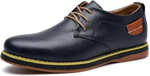 Mens Casual Shoes Lace-up Classic Oxford Leather Shoes Business Formal Comfortable Fashion Dress Sneakers Soft Loafers Shoe for Office Walking