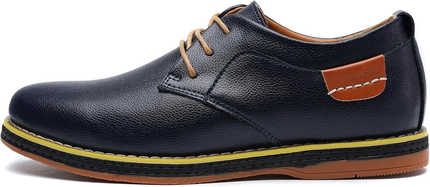 Mens Casual Shoes Lace-up Classic Oxford Leather Shoes Business Formal Comfortable Fashion Dress Sneakers Soft Loafers Shoe for Office Walking