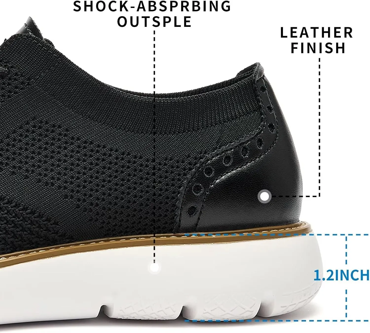 Men's Casual Sneakers Dress Shoes - Comfort Dress Sneakers Mesh Knit Lightweight Breathable Formal Oxford Business Shoes