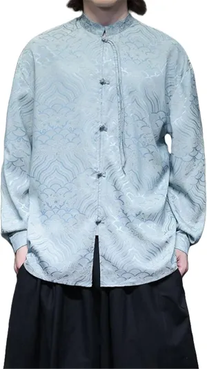 Men's Chinese Style Long Sleeve Shirt Retro Frog Buttons Autumn Top