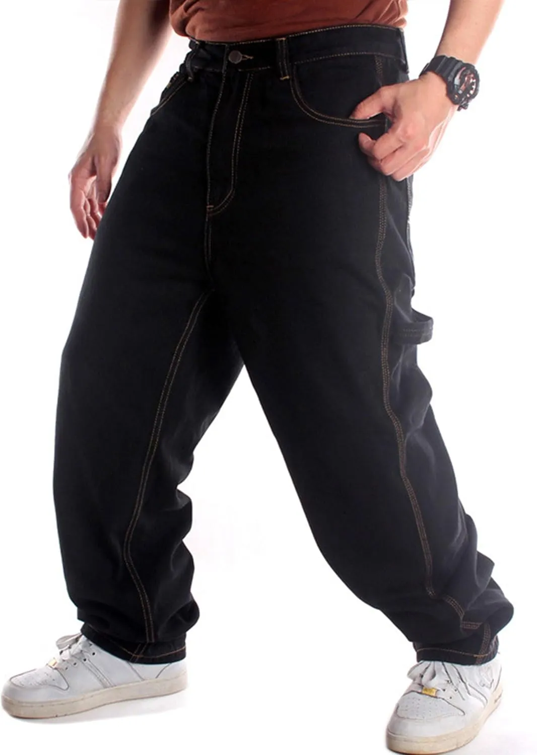 Men's Classic Baggy Jeans Hip Hop Streewear Jeans Casual Dance Jogging Trousers Loose Fit Denim Pants