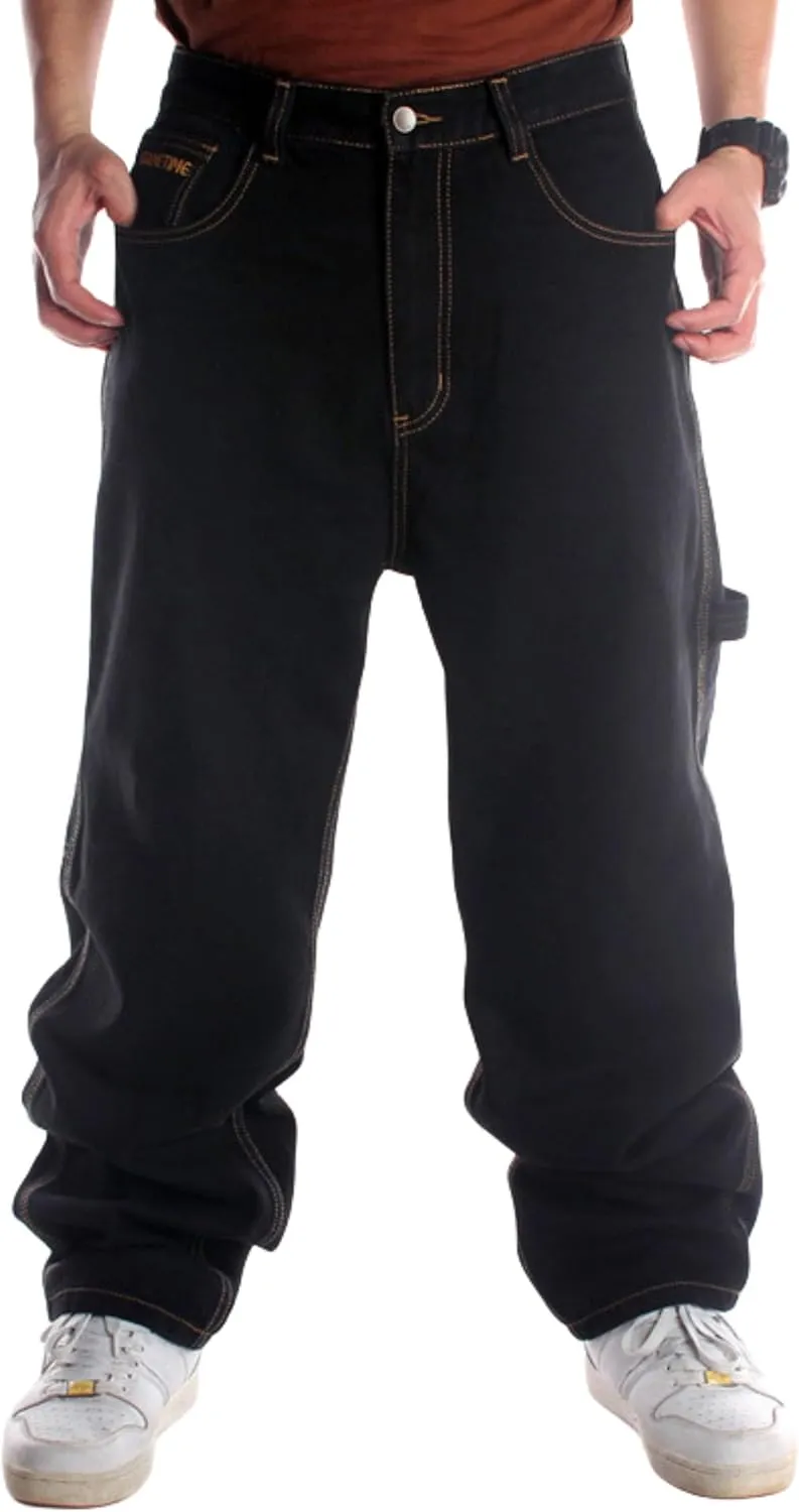 Men's Classic Baggy Jeans Hip Hop Streewear Jeans Casual Dance Jogging Trousers Loose Fit Denim Pants