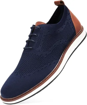 Mens Dress Shoes Casual Oxfords Shoes Knit Lightweight Breathable Business Work Shoes Walking Shoes Fashion Sneakers