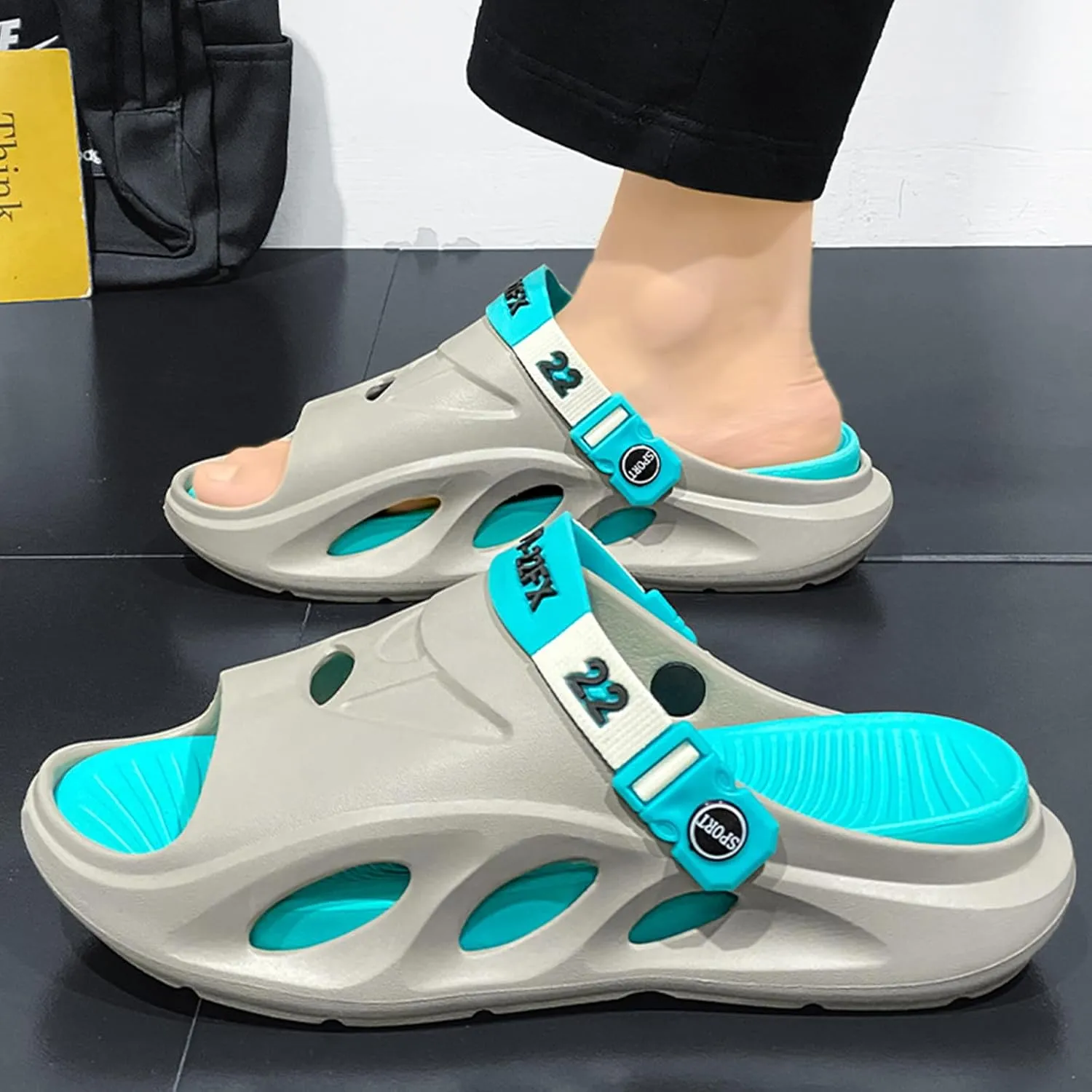Men's Fashion EVA Slippers, Non-slip Quick Dry Open Toe Slippers, Indoor Outdoor Walking, Men's Summer Beach Slippers Sandals Dual Use