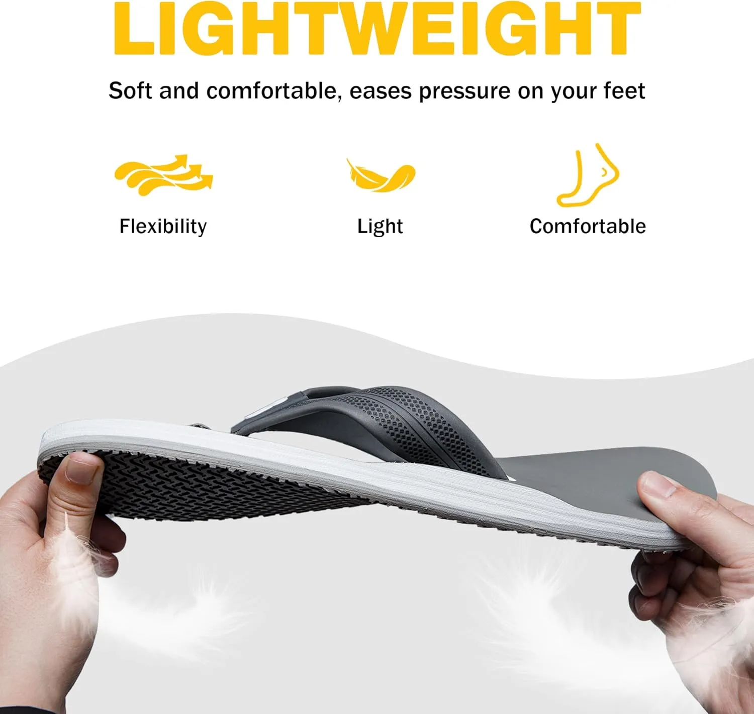 Men's Flip Flops with Arch Support - Lightweight Waterproof Sandals,Comfortable Slides for Beach
