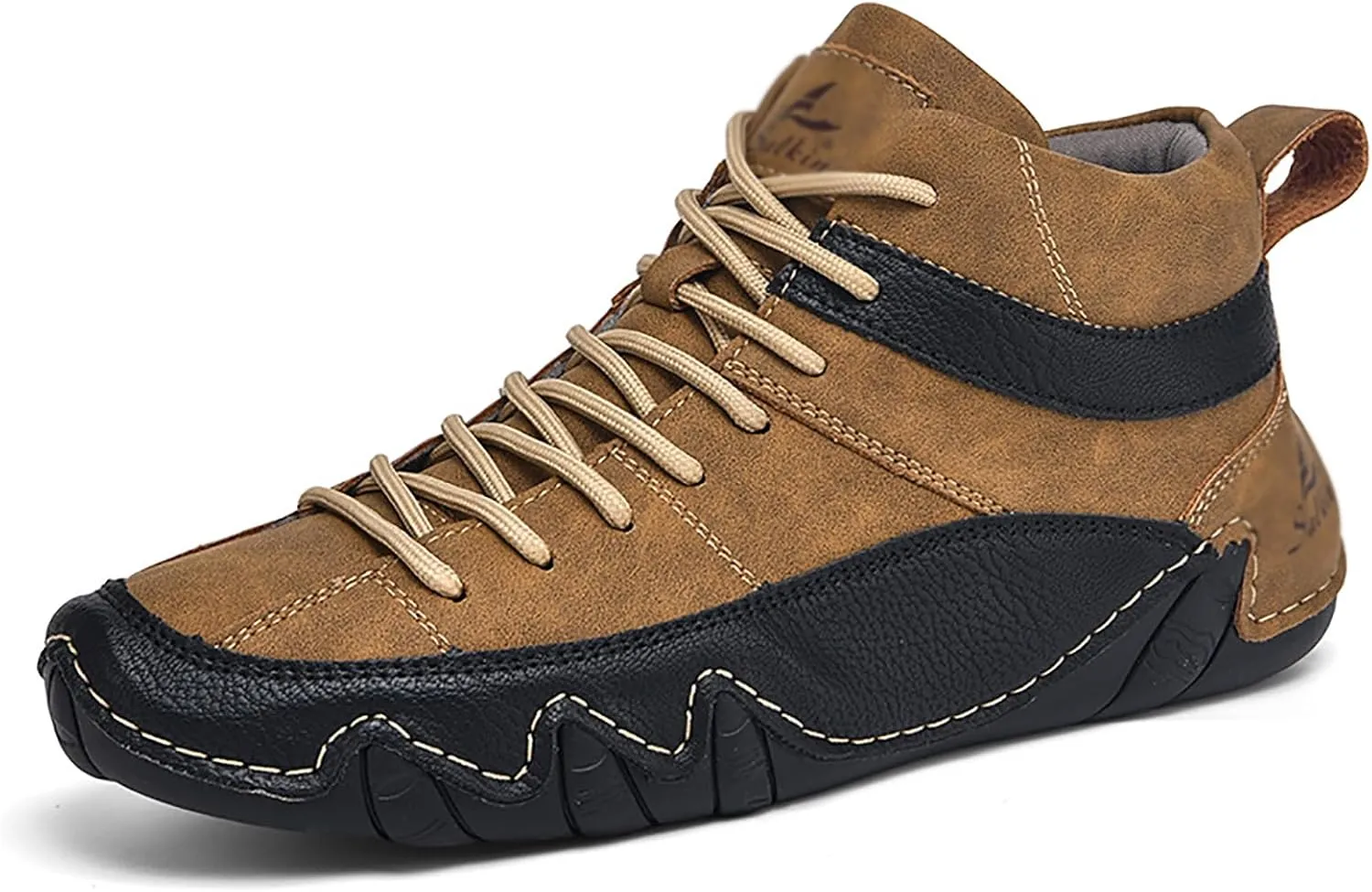 Men's Handmade Lace Up High Top Chukka Boots,Casual Slip-on Lightweight Dress Sneakers All Season Non-Slip Waterproof Driving Ankle Boots