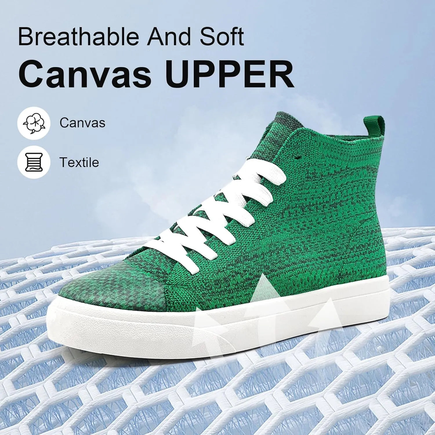 Men's High Top Fashion Sneakers Classic Casual Mesh Breathable Walking Shoes lace up Tennis Shoes for Women Unisex Running Slip On Shoes