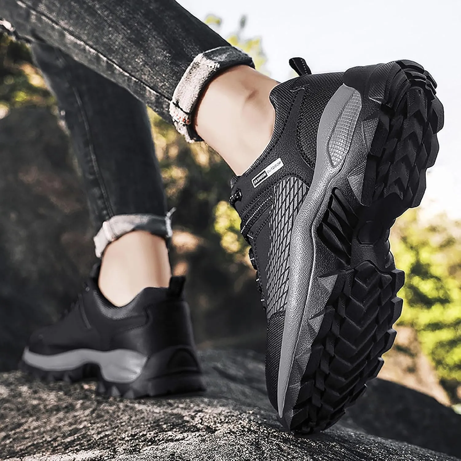 Men's Kiking Shoes Soft Cushions Athletic Fashion Simple Mountaineering Solid Color Lightweight Street Shoes
