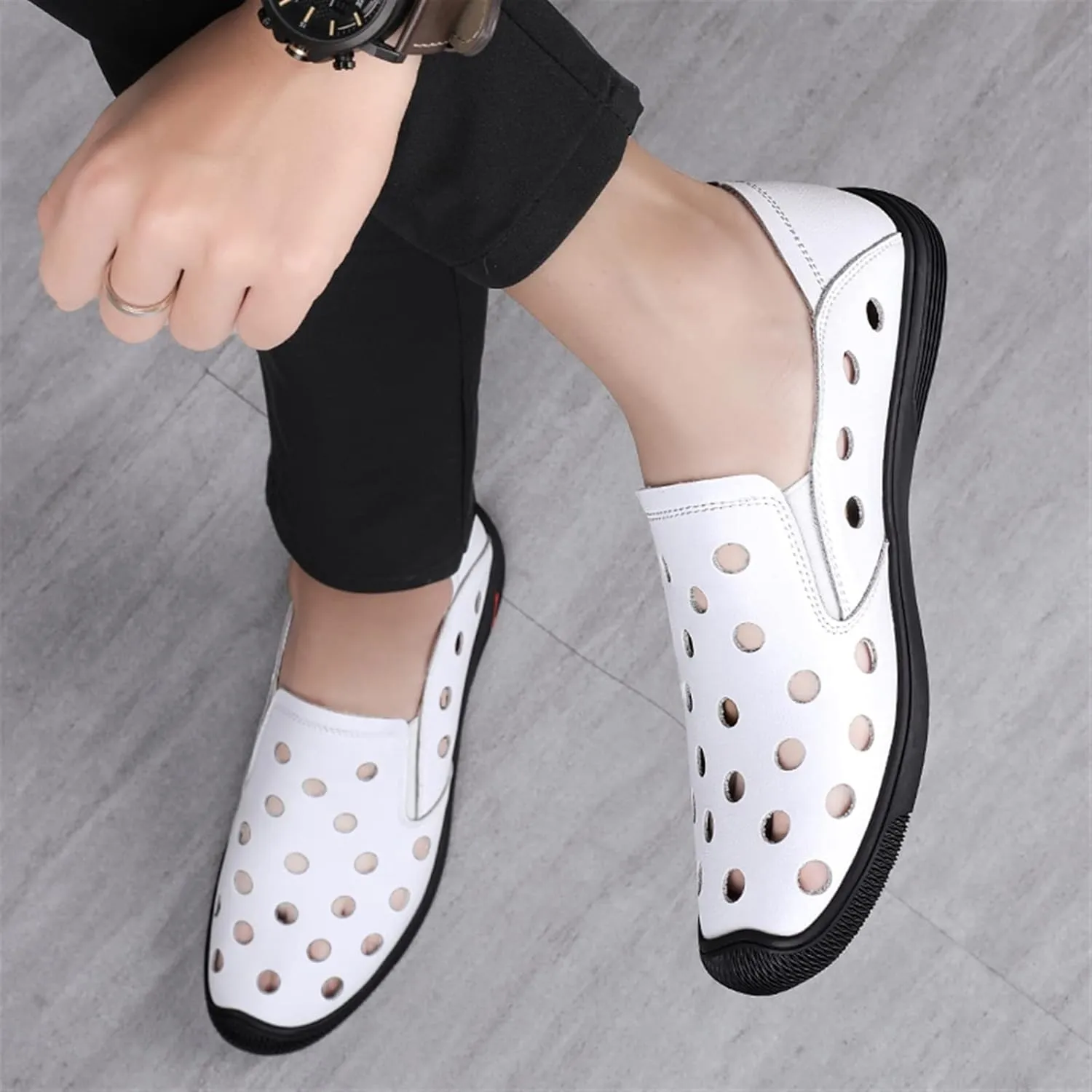 Mens Loafers Flat Heel Simple Breathable Loafer Shoes Comfortable Slip Resistant Anti-Slip Outdoor Wedding Slip-ons