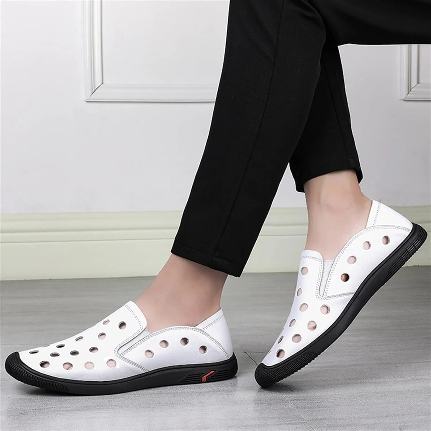 Mens Loafers Flat Heel Simple Breathable Loafer Shoes Comfortable Slip Resistant Anti-Slip Outdoor Wedding Slip-ons