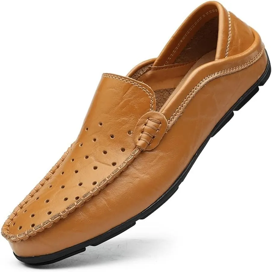 Men's Loafers Moccasins Breathable Simple Leather Slip Resistant Flexible Comfortable Classic Slip-ons