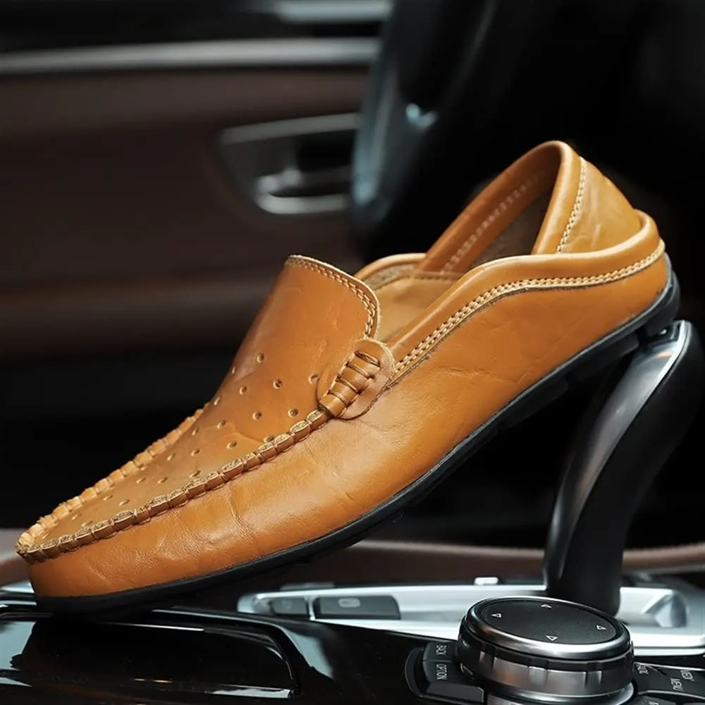 Men's Loafers Moccasins Breathable Simple Leather Slip Resistant Flexible Comfortable Classic Slip-ons