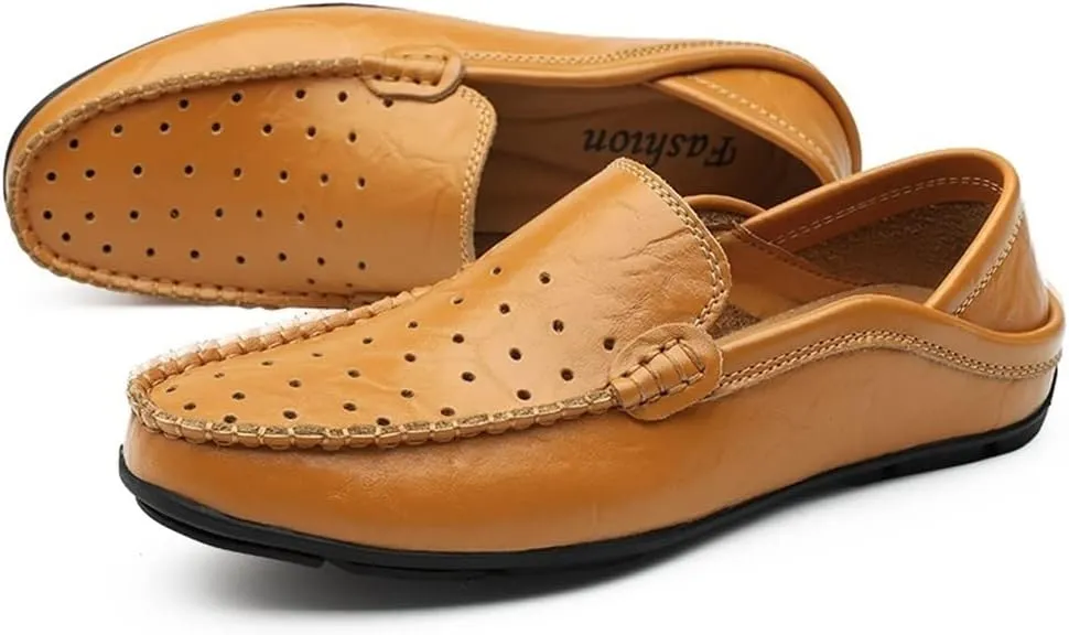 Men's Loafers Moccasins Breathable Simple Leather Slip Resistant Flexible Comfortable Classic Slip-ons