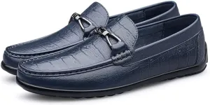 Men's Loafers Round Toe Moccasins Faux Crocodile Print Leather Lightweight Anti-Slip Resistant Prom Slip On
