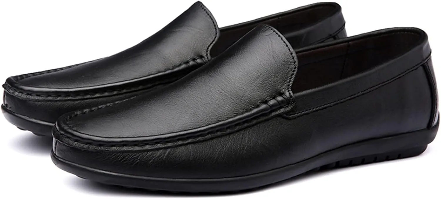 Mens Loafers Shoe Breathable Lightweight Driving Loafers Leather Slip Resistant Comfortable Lightweight Outdoor Slip-on