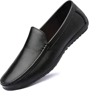 Mens Loafers Shoe Breathable Lightweight Driving Loafers Leather Slip Resistant Comfortable Lightweight Outdoor Slip-on