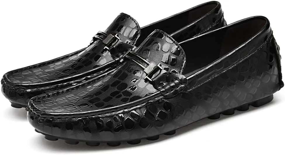 Men's Loafers Shoes Driving Moccasins Loafers Faux Crocodile Embossed Leather Lightweight Slip Resistant Flexible Wedding Slip-on