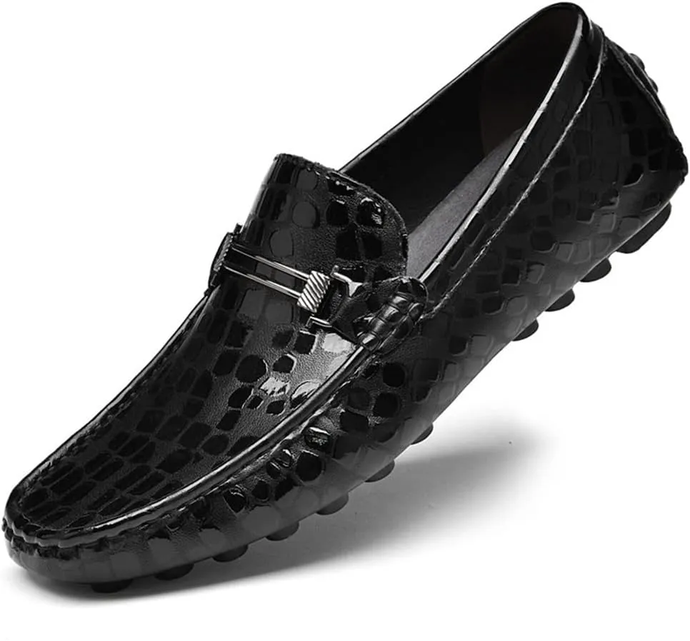 Men's Loafers Shoes Driving Moccasins Loafers Faux Crocodile Embossed Leather Lightweight Slip Resistant Flexible Wedding Slip-on