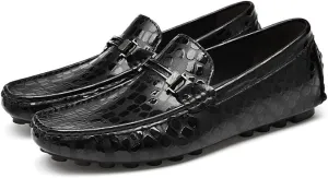 Men's Loafers Shoes Driving Moccasins Loafers Faux Crocodile Embossed Leather Lightweight Slip Resistant Flexible Wedding Slip-on