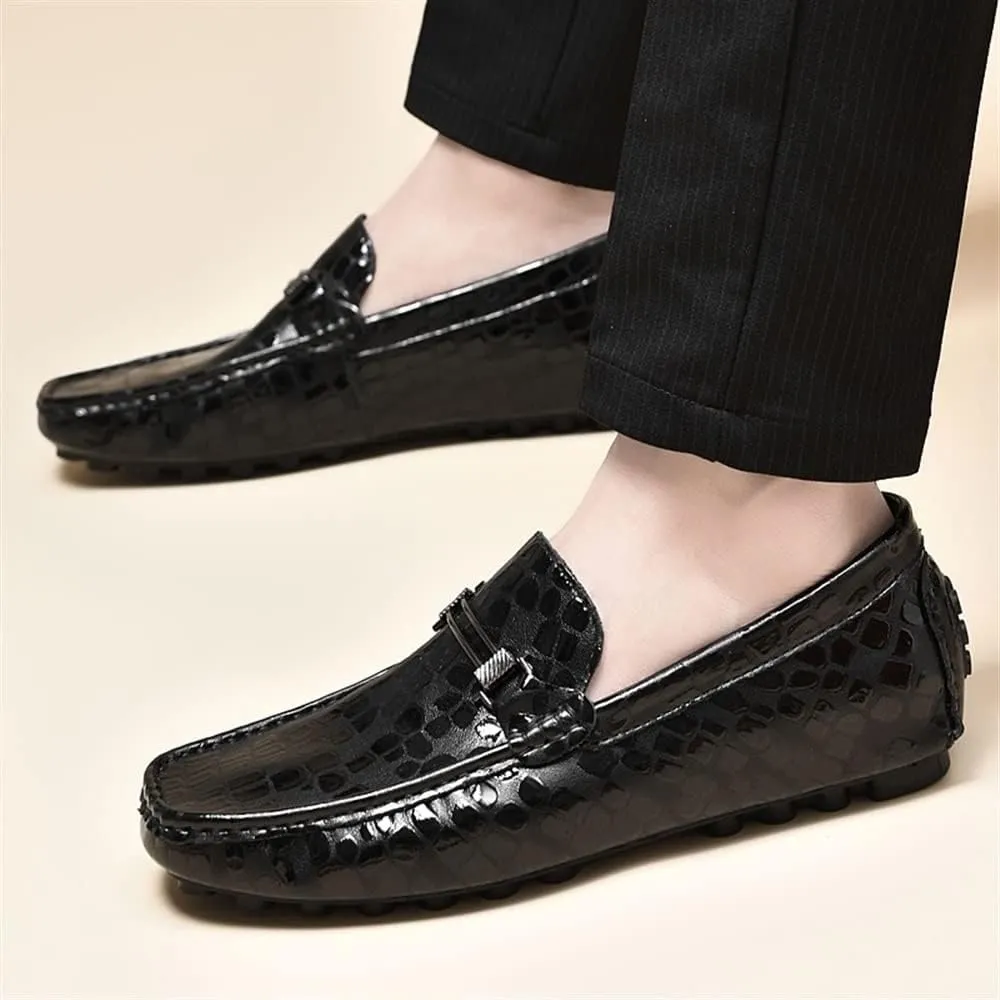 Men's Loafers Shoes Driving Moccasins Loafers Faux Crocodile Embossed Leather Lightweight Slip Resistant Flexible Wedding Slip-on