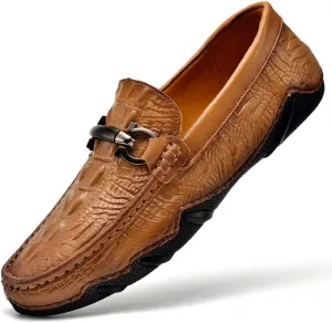 Men's Loafers Shoes Moccasins Faux Crocodile Print Round Toe Leather Flexible Resistant Anti-Slip Classic Slip On