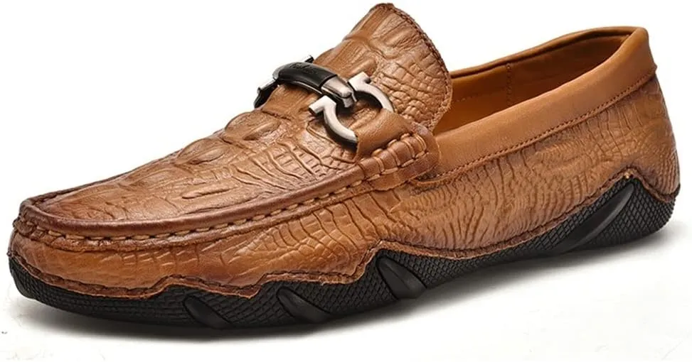 Men's Loafers Shoes Moccasins Faux Crocodile Print Round Toe Leather Flexible Resistant Anti-Slip Classic Slip On