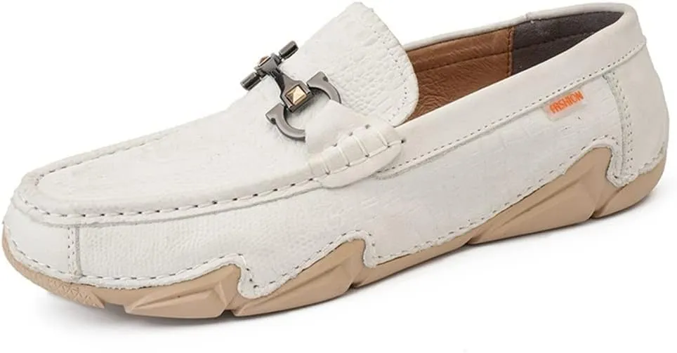 Men's Loafers Shoes Moccasins Round Toe Shoes Faux Crocodile Print Leather Slip Resistant Flat Heel Comfortable Prom Slip-on