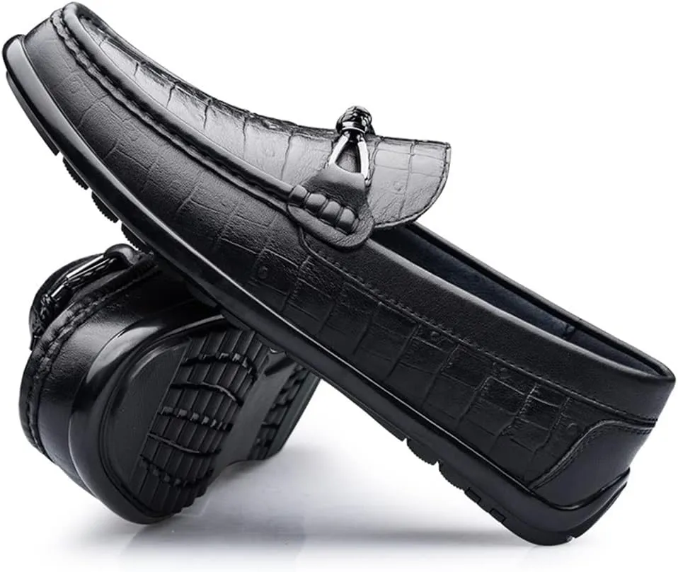 Men's Loafers Shoes Moccasins Shoes Faux Crocodile Print Leather Anti-Slip Lightweight Flat Heel Prom Casual Slip-ons