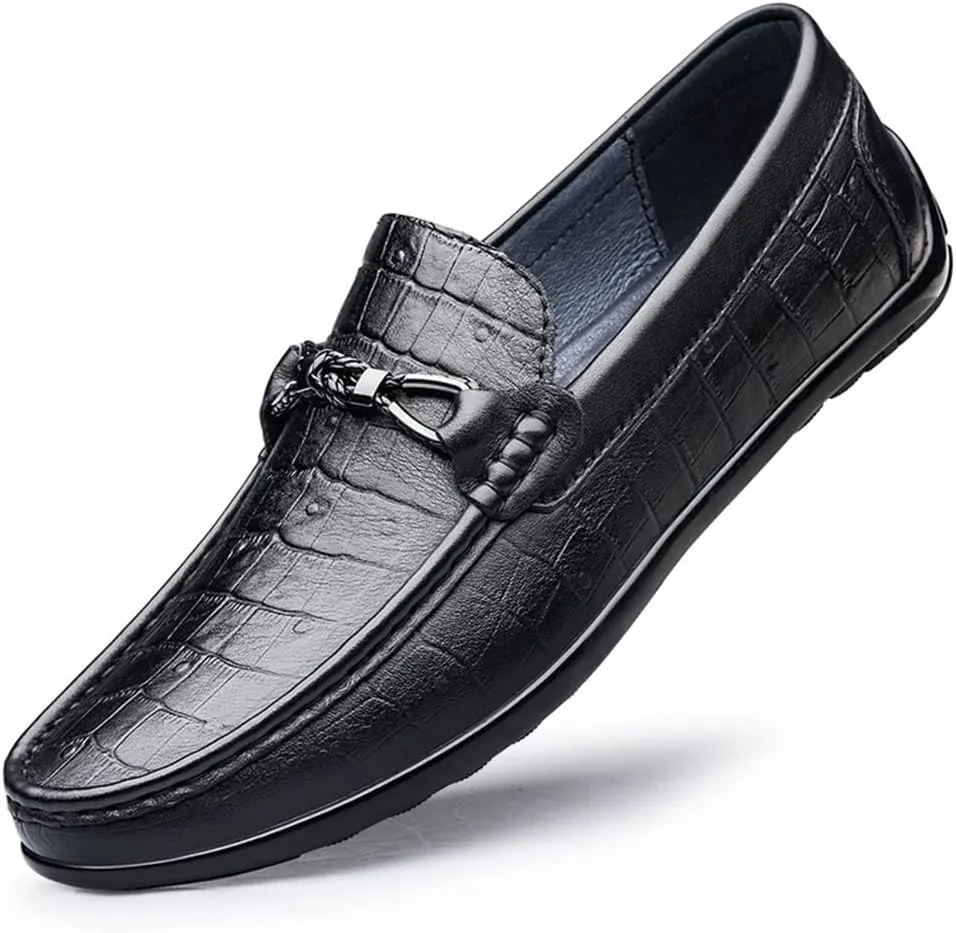 Men's Loafers Shoes Moccasins Shoes Faux Crocodile Print Leather Anti-Slip Lightweight Flat Heel Prom Casual Slip-ons