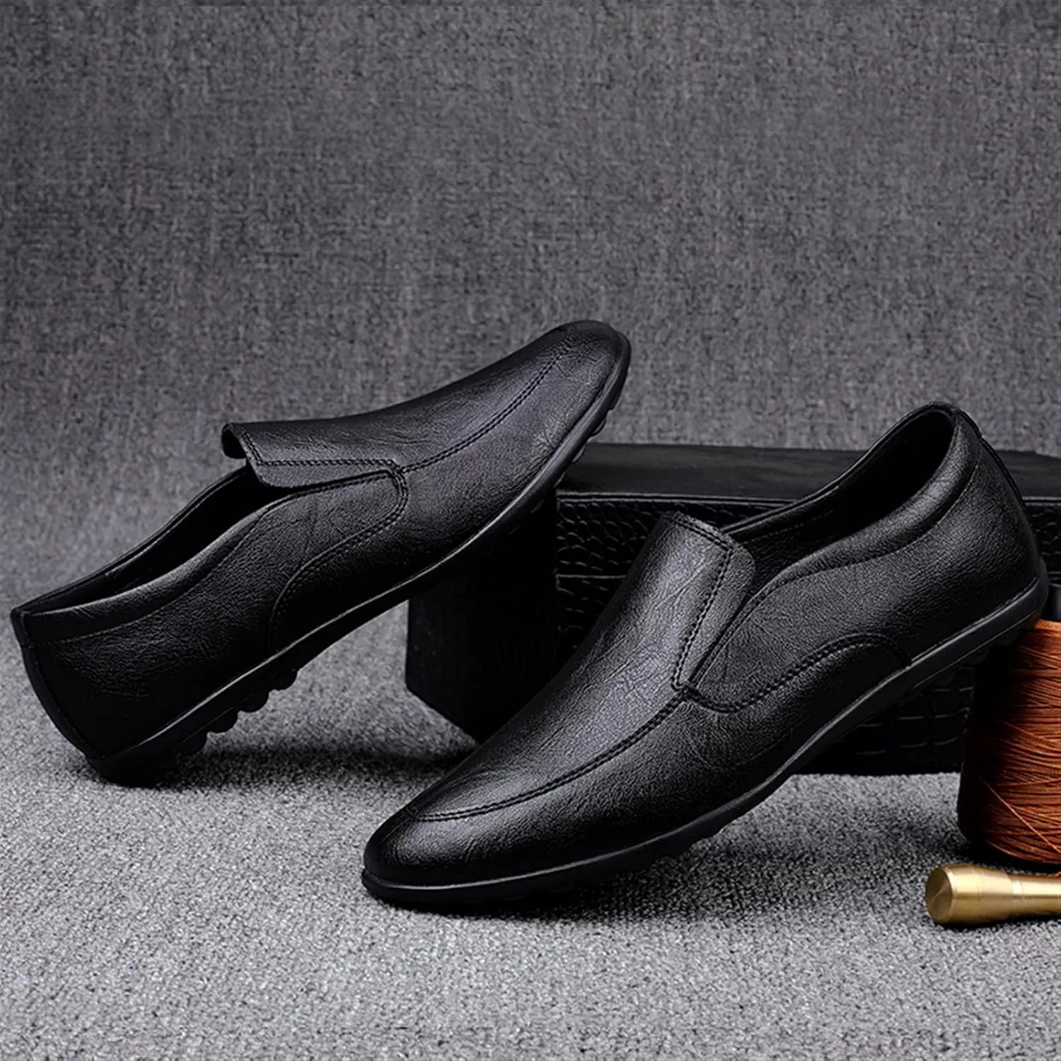 Men's Loafers Simple Lightweight Venetian Loafers Leather Slip Resistant Comfortable Flexible Classic Slip-on