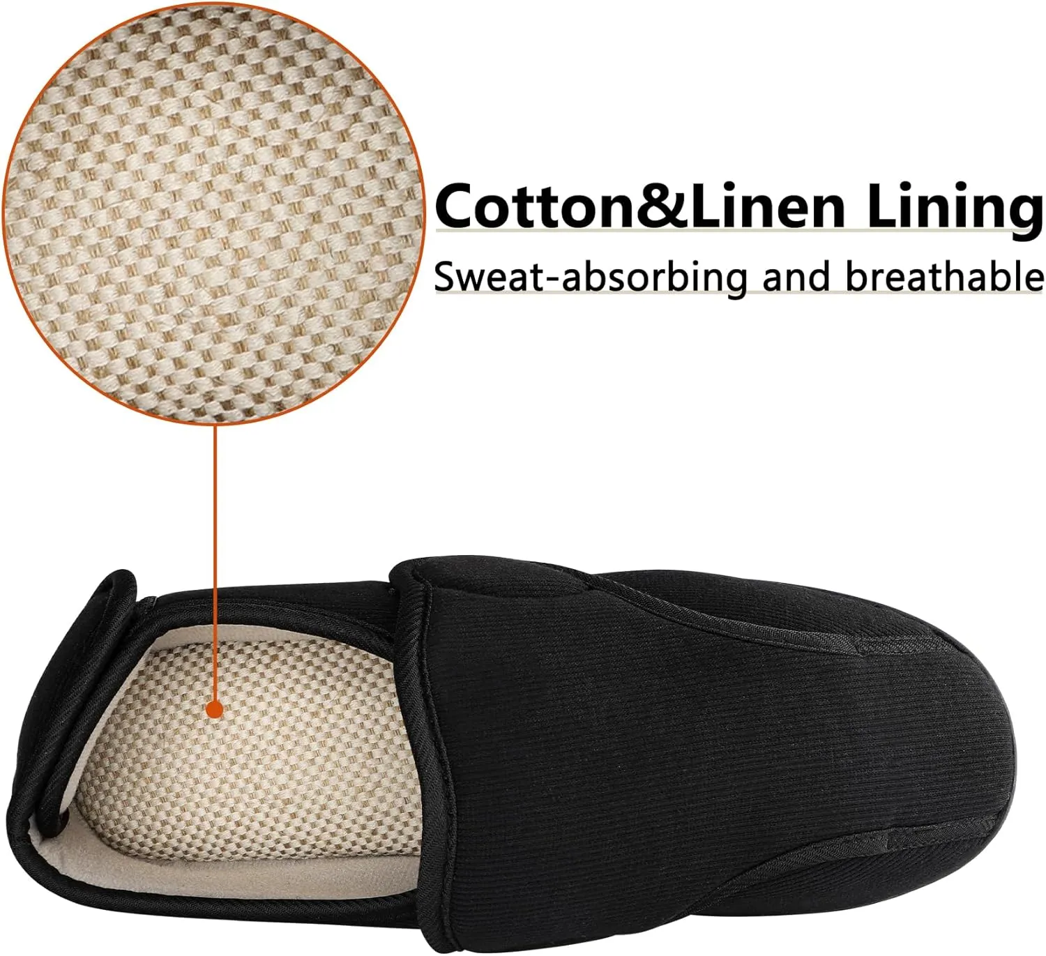Men's Memory Foam Diabetic Slippers Comfortable Breathable Arthritis Edema Swollen House Shoes Adjustable Indoor/Outdoor Slip On Slippers