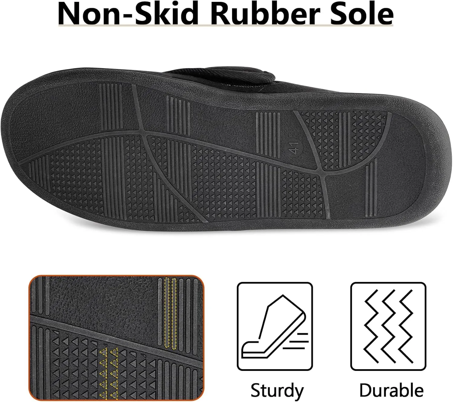 Men's Memory Foam Diabetic Slippers Comfortable Breathable Arthritis Edema Swollen House Shoes Adjustable Indoor/Outdoor Slip On Slippers