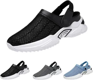 Men's Orthopedic Hollow-Out Summer Sandals, Knit Mesh Walking Shoes Beach Sandals, Breathable With Arch Support