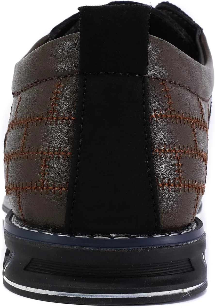Men's Oxford Casual Shoes Business Lace-up Leather Loafers Fashion Dress Sneakers Breathable Comfortable Office Working Walking Driving