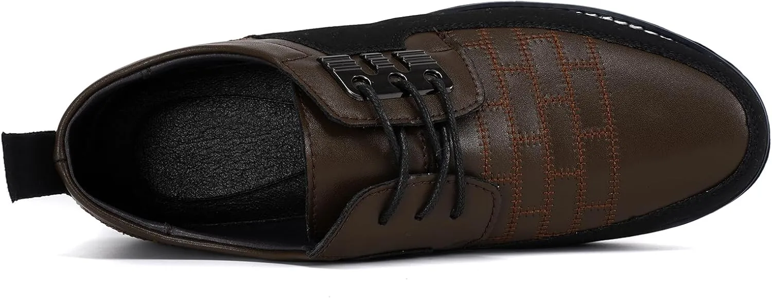 Men's Oxford Casual Shoes Business Lace-up Leather Loafers Fashion Dress Sneakers Breathable Comfortable Office Working Walking Driving