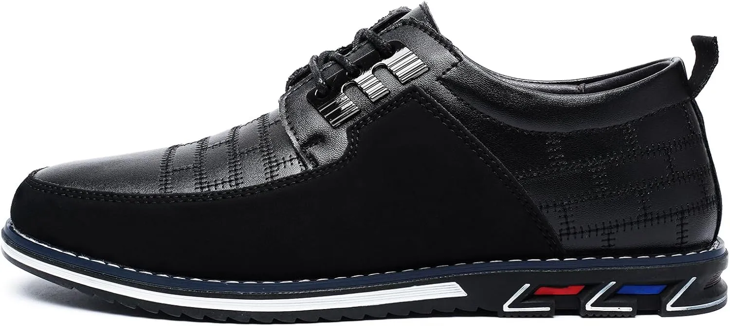 Men's Oxford Casual Shoes Business Lace-up Leather Loafers Fashion Dress Sneakers Breathable Comfortable Office Working Walking Driving