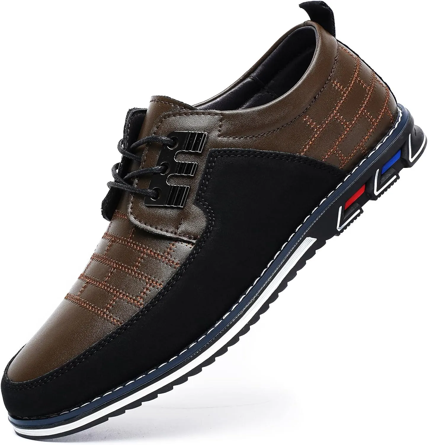 Men's Oxford Casual Shoes Business Lace-up Leather Loafers Fashion Dress Sneakers Breathable Comfortable Office Working Walking Driving