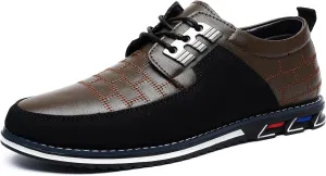 Men's Oxford Casual Shoes Business Lace-up Leather Loafers Fashion Dress Sneakers Breathable Comfortable Office Working Walking Driving