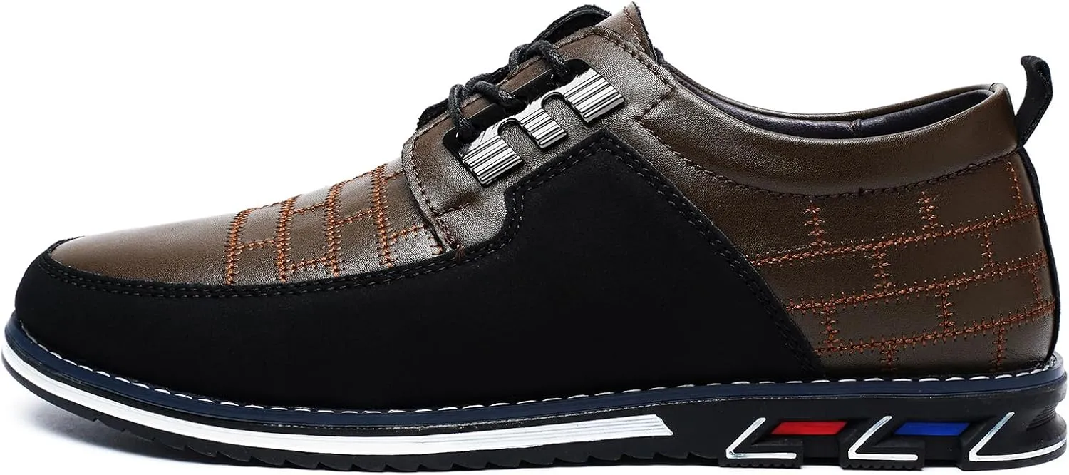 Men's Oxford Casual Shoes Business Lace-up Leather Loafers Fashion Dress Sneakers Breathable Comfortable Office Working Walking Driving