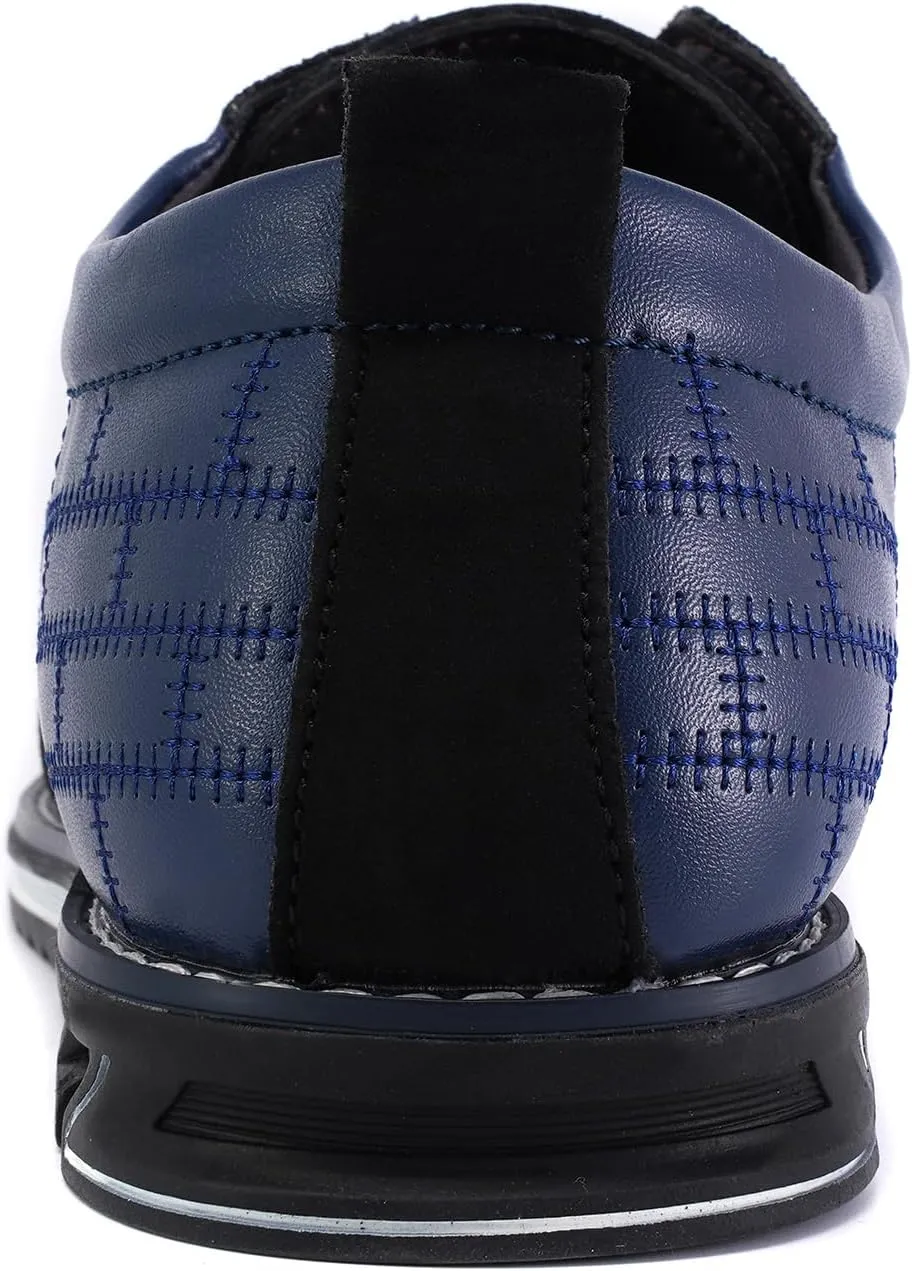 Men's Oxford Casual Shoes Business Lace-up Leather Loafers Fashion Dress Sneakers Breathable Comfortable Office Working Walking Driving
