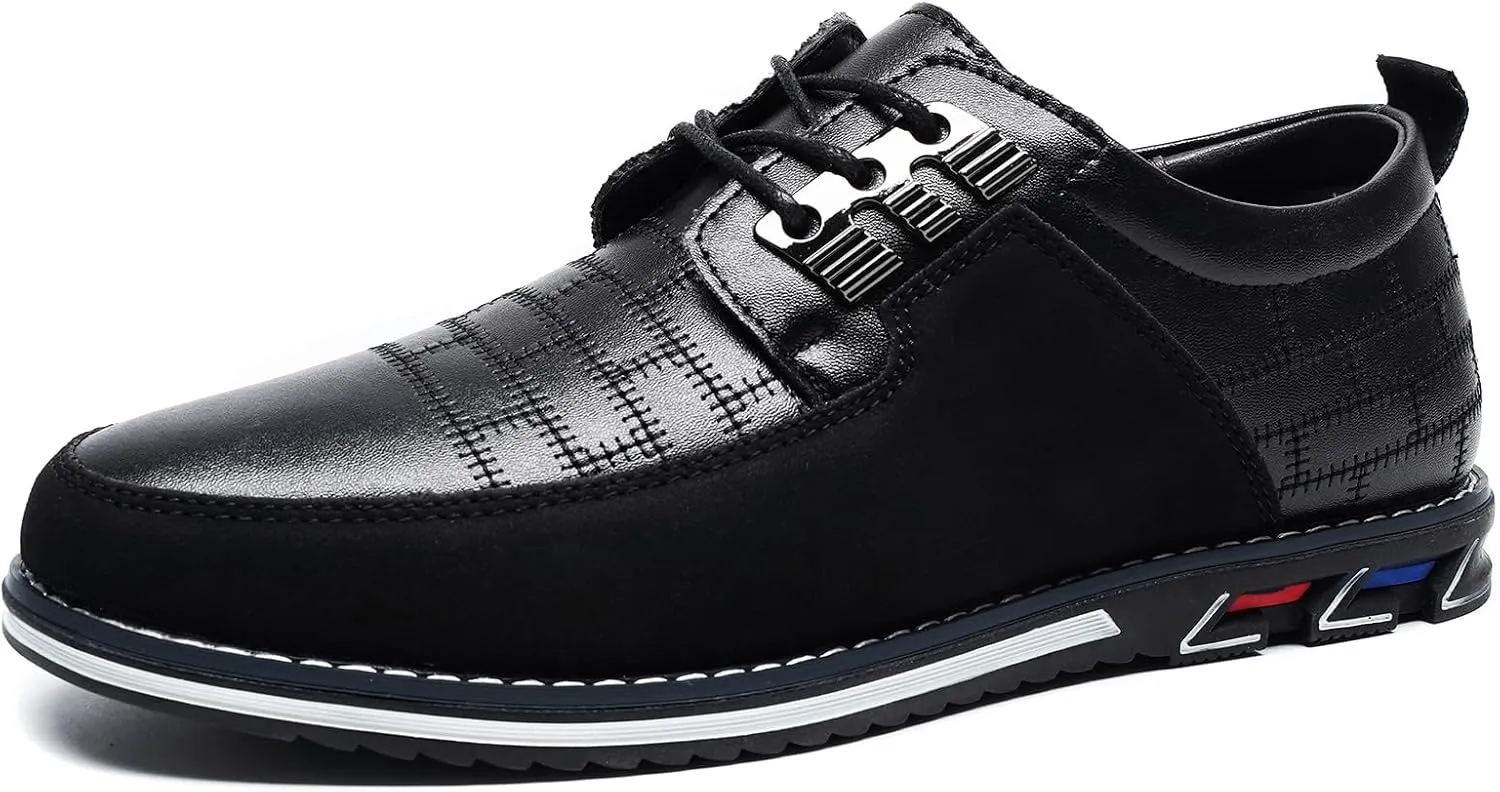 Men's Oxford Casual Shoes Business Lace-up Leather Loafers Fashion Dress Sneakers Breathable Comfortable Office Working Walking Driving