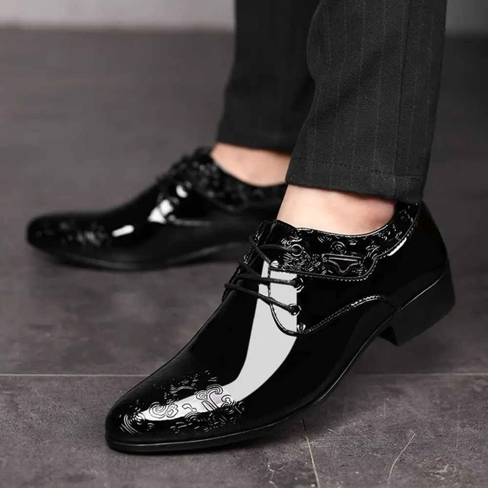 Men's Patent Leather Oxford Dress Shoes Business Lace-ups Wedding Shoe Office Loafers Formal Derbys