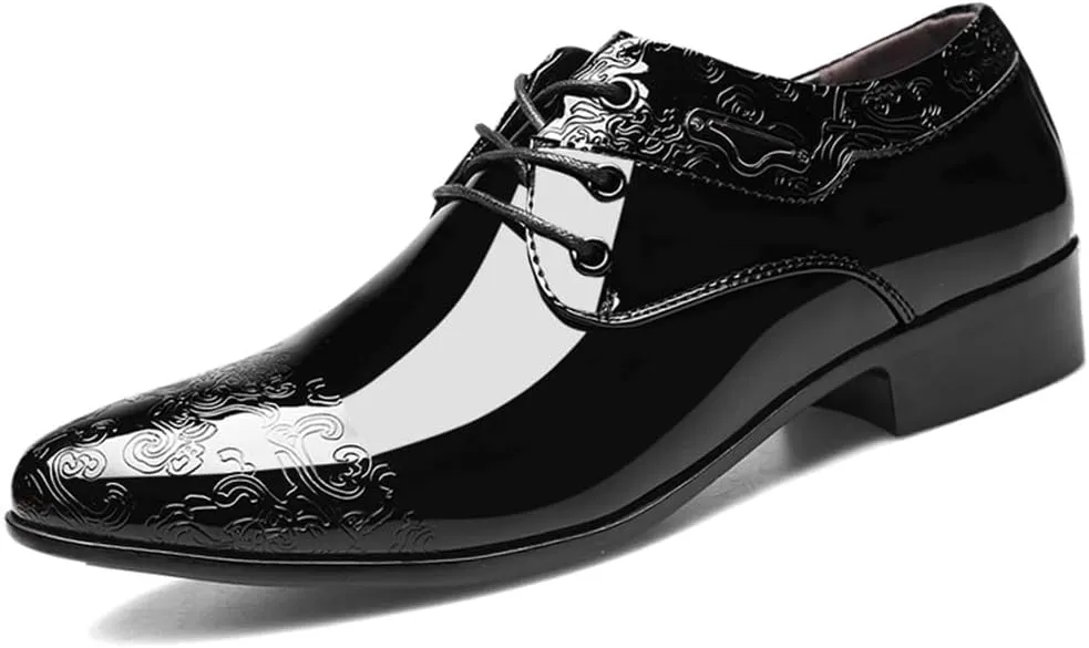 Men's Patent Leather Oxford Dress Shoes Business Lace-ups Wedding Shoe Office Loafers Formal Derbys